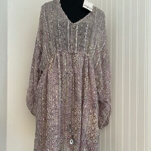 NWT Zara Bohemian/ Cottagecore Lavender and Silver Dress or Coverup
